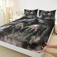 thumbnail image 3 of Manfei Death Skull Skeleton Queen Sheet Sets, Devil Angel Wings Flat Sheet, Halloween Game Queen Fitted Sheet, Ultra Soft Home Decor 4 Pieces, 3 of 7