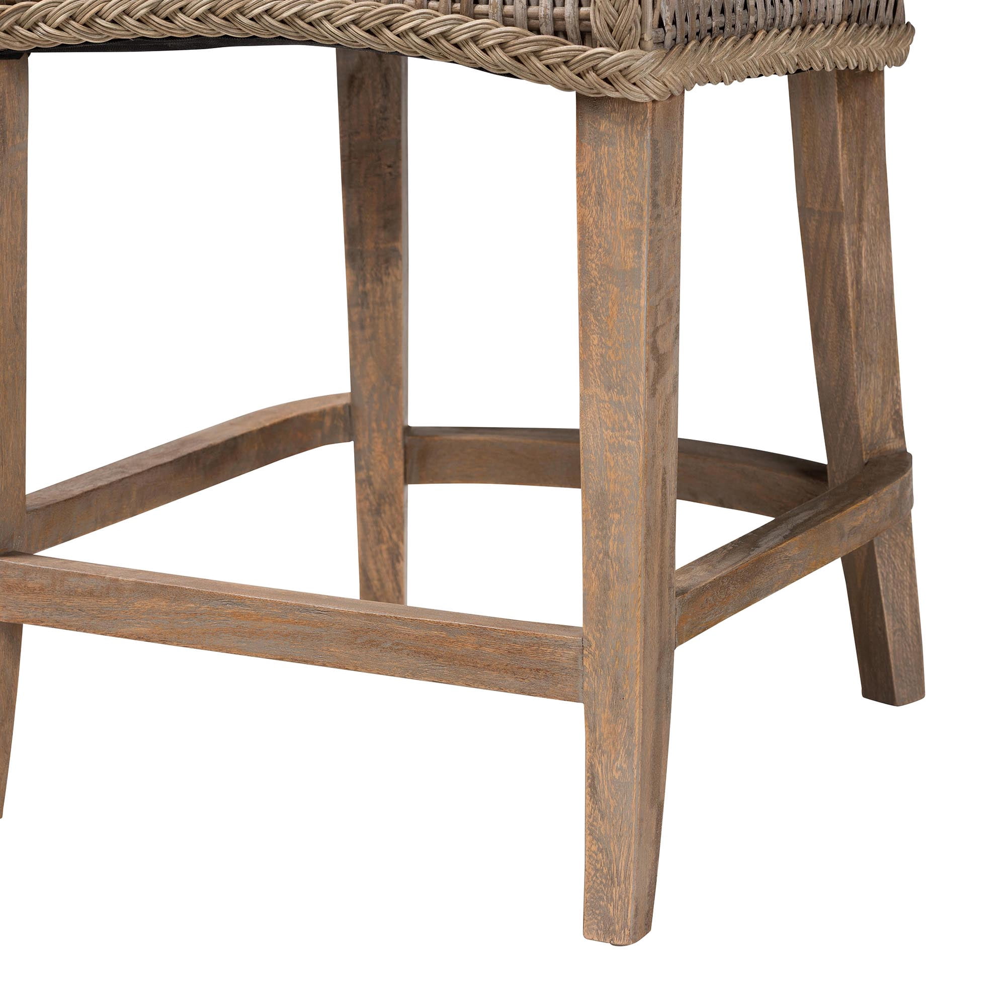bali & pari Derris Boho Counter Stool, 24.4" H, Greywashed