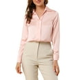 thumbnail image 1 of INSPIRE CHIC Blouse Satinée Lisse Élégante pour Femme à Col en V, Col Pointu, Manches Longues, 1 of 5