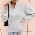 thumbnail image 4 of Gibobby Casual Suéter para Mujer, Suéter de punto suave con cuello redondo para mujer(Gris,G), 4 of 5