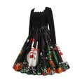 thumbnail image 3 of DYMADE Women Christmas Elegant Printed Knee Length A-line Dress, 3 of 4