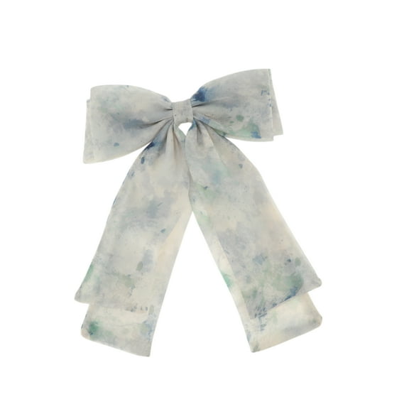 Unique Bargains 1 Pc Hair Barrettes Fashion Ink Wash Print Bow Hair Clip Blue