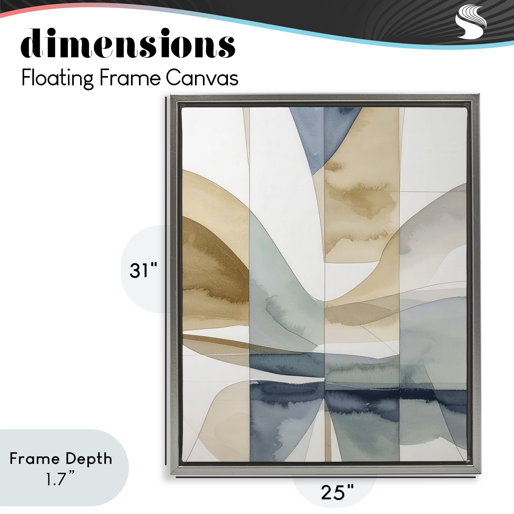 Stupell Industries Geographic Fluid Abstraction Gray Framed Floater Canvas Wall Art, design by Alonza Saunders