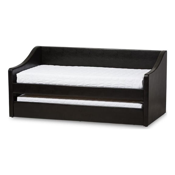 Baxton Studio Barnstorm Modern and Contemporary Faux Leather Upholstered Daybed with Guest Trundle Bed, Multiple Colors