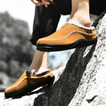 

Men s Cotton Slippers Winter Plus Velvet Indoor Home Shoes Lazy Shoes