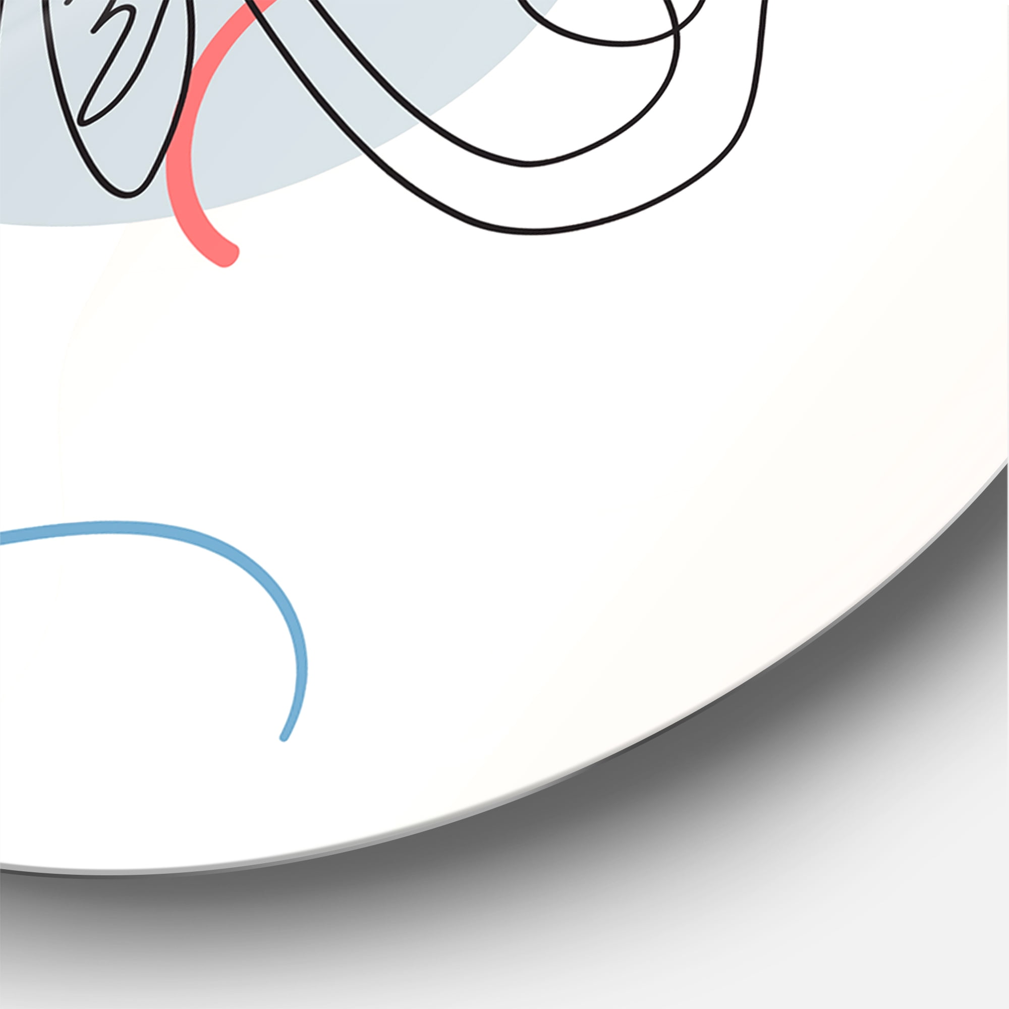 Designart 'One Line Butterfly Drawing On Cubism Shapes III' Modern Circle Metal Wall Art 23x23 - Disc of 23