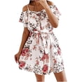 thumbnail image 1 of Blusa con volantes con estampado casual de verano Dress HUOGUO para mujer, 1 of 4