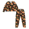 thumbnail image 4 of SCRAWLGOD Thanksgiving 2 Pack Long Sleeve Pajamas for Women with Pockets Fall Casual Pajamas Set Soft Pullover Round Collar Sleepwear Lightweight Pjs Set, Turkey Print Pumpkin Spots Black, L, 4 of 7