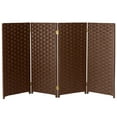 thumbnail image 2 of Red Lantern 3 ft. Short Woven Fiber Folding Screen - Dark Mocha - 4 Panel, 2 of 7