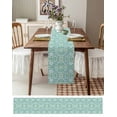 thumbnail image 6 of Light Green Blue Floral Burlap Cotton Table Runner 18x72 Inches Long, Vintage Pastoral Botanical Farmhouse Table Runners, Outdoor Dining Tablecloths Decor for Baby Shower/Party/Wedding, 6 of 6