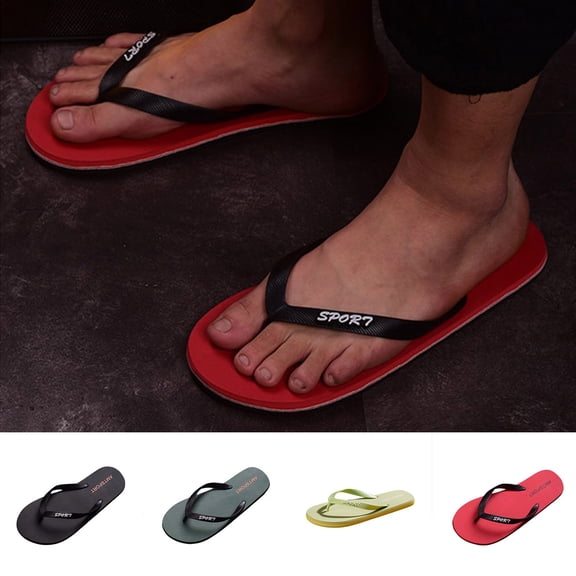 FRSASU Flip Flops for Men Casual Clip Toe Sandals Comfortable Summer Beach Light Walking Shower Slippers Red