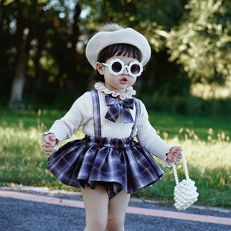 Colors Kid Girl's Skirts Vintage Baby Toddler Bow Pleated Skirts