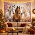thumbnail image 3 of Horses Among Cherry Blossoms, Serene Dreamy Painterly for Nature Lovers, Wildlife Wall Art, Housewarming Gift Tapestry Wall Hanging for Bedroom, Living Room, 3 of 7