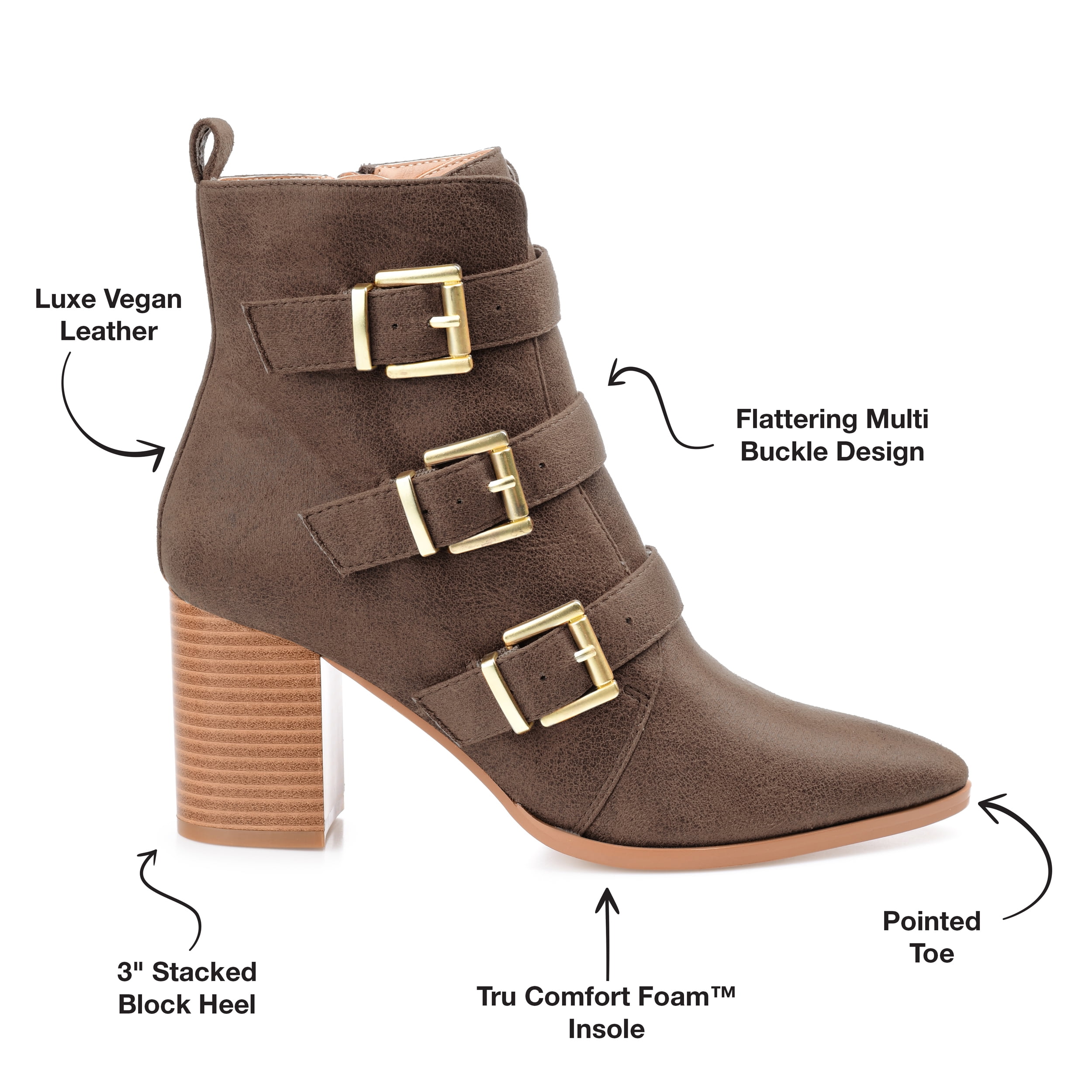 Journee Collection Womens Winsley Tru Comfort Foam Inside Zip Stacked Heel Booties
