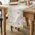 thumbnail image 2 of Spring Floral Easter Table Runner 72 Inches Long for Kitchen Dining, Pastoral Tulip Flowers Rustic Dresser Scarf Farmhouse, Dining Table Decorations for Wedding/Parties, 18 x 72 In, 2 of 8