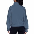 thumbnail image 3 of Satingcolo Half Zip Pullover Women Fall 2026 Oversized Stand Collar Cropped Sweatshirt Casual Quarter Zipper Hoodies,Blue 2XL, 3 of 5