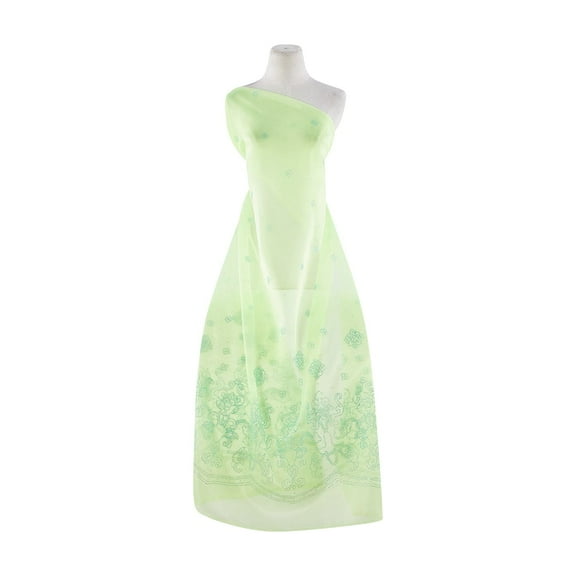 Zelouf Ombre Print Spangle Border Tulle  , Sewing, DIY, Crafts Fabric by the Yard, Lime Puree, 3 Yard