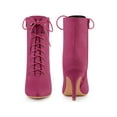 thumbnail image 4 of BLISSFUL STEP Pointy Toe Zip Lace Up Stiletto Heel Ankle Boots for Women Hot Pink 5.5, 4 of 4