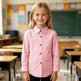 thumbnail image 7 of Fozruso Boys Striped Button-Down Shirts Long Sleeve Collared Dress Shirts School Uniform Shirts for Toddler and Kids, 7 of 7