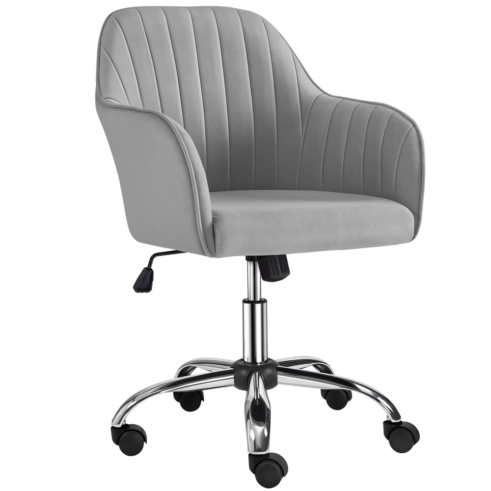 SmileMart Modern Velvet Desk Office Chair For Home Office, Light Gray ...