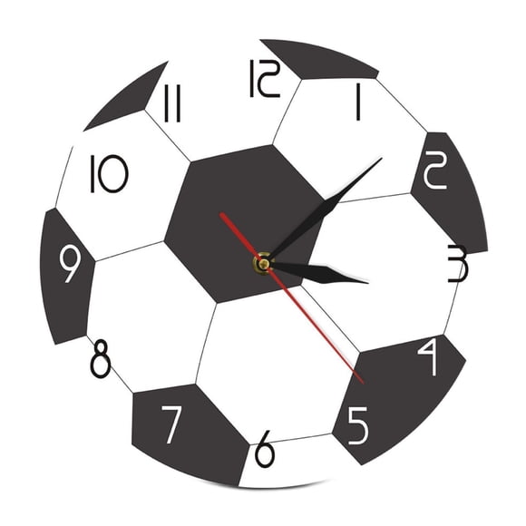 Reloj de pared Diseño de fútbol de 12 pulgadas Tema creativo de deportes decorativos decorativos decorativos para la escuela del baño Decoración del