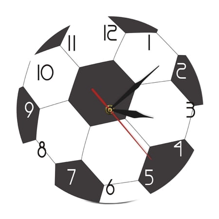 Esquirla Wall Clock Modern Sport Soccer Ball Silent Non Ticking Decorative Round Quiet Movement Large Number Football Theme Suitable for Office Study Bedroom