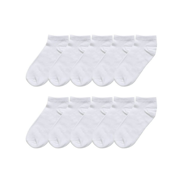 INSPIRE CHIC Calcetines de tobillo bajos de 10 pares para mujer, con pu?os elásticos y transpirables, color blanco medio
