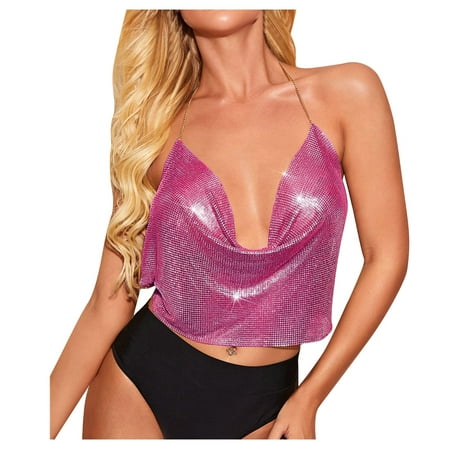 Clearance!Uooqdmx Bras for Women Strapless Bra Fashion Strapless Top Sequins Crop Top Bandeau Bra Purple One Size