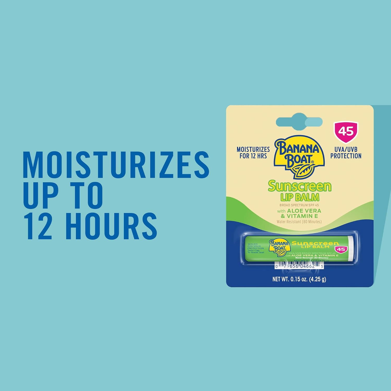 12 Pack! Banana Boat Aloe Vera with Vitamin E Sunscreen Lip Balm, SPF 45 - .15oz Ea