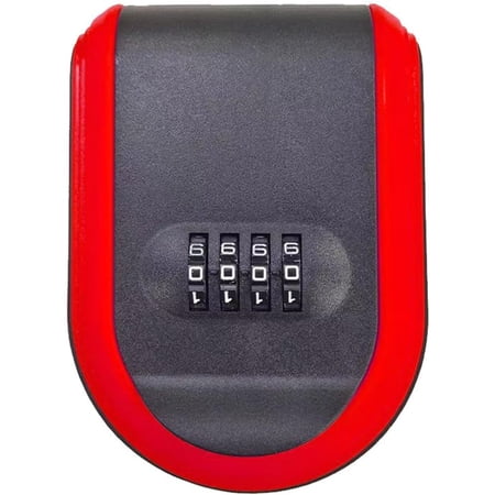 Wall Mount Key Lock Box with 4-Digit Combination Code - red Heavy-Duty Key Lock Holder Weatherproof Outdoor Hide-a-Key Box for Home Car Office (Universal Fit)