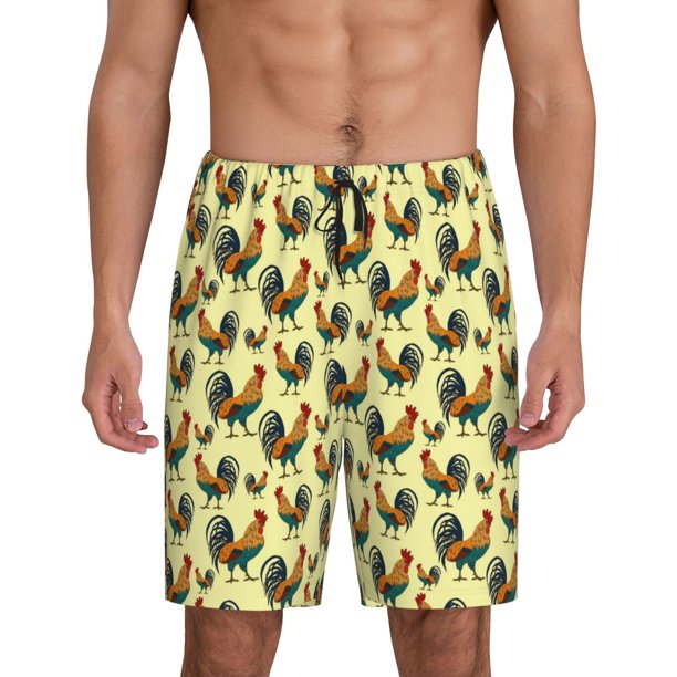 Fotbe Roosters In Farm Pantalones Cortos de Pijama para Hombre, Ropa de Dormir, Pantalones de Pijama Cortos para Hombre-X-Large