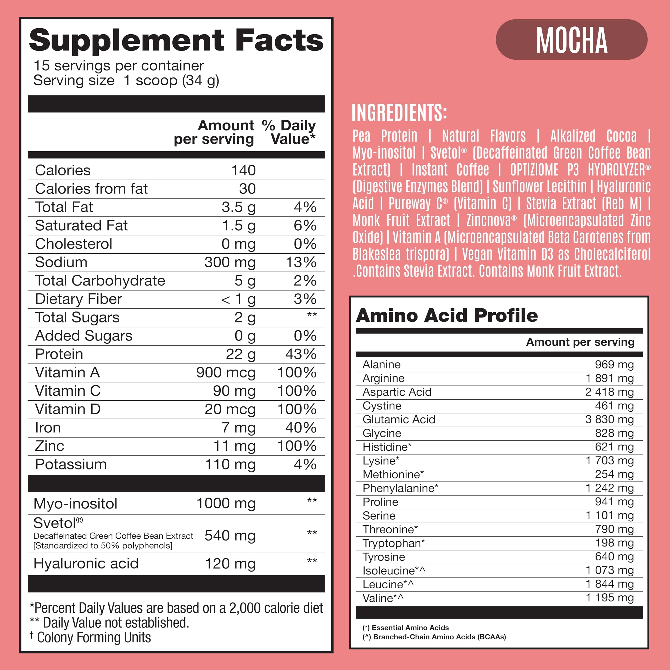 BIRDMAN Fitmingo Vegan Protein Powder with Inositol, 3 Blends, Mocha, 15 Servings, 1.12lb