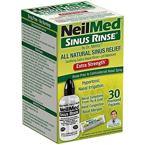 NeilMed Sinus Rinse Extra Strength Hypertonic Kit with 30 Premixed ...