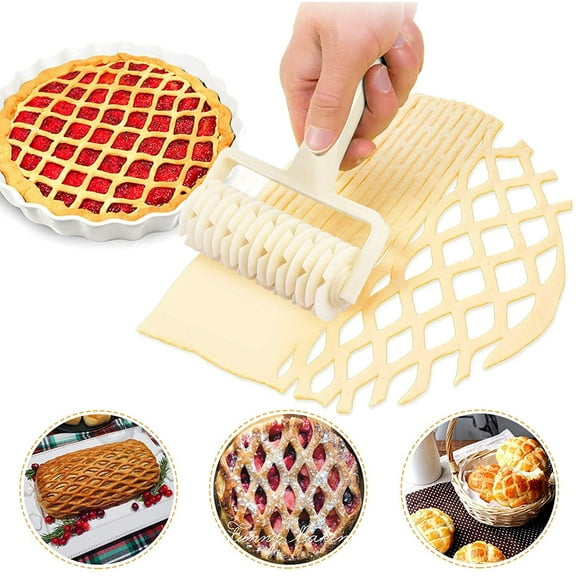 Limei Lattice Roller Cutter, Pie Pizza Cookie Dough Roller Lattice Household Baking Pastry Tools (Large)