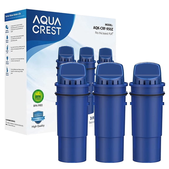 AQUA CREST CRF-950Z® NSF Certified Pitcher Water Filter, Replacement for PPT700W, CR-1100C and PPF951K Water Filter (Pack of 3)