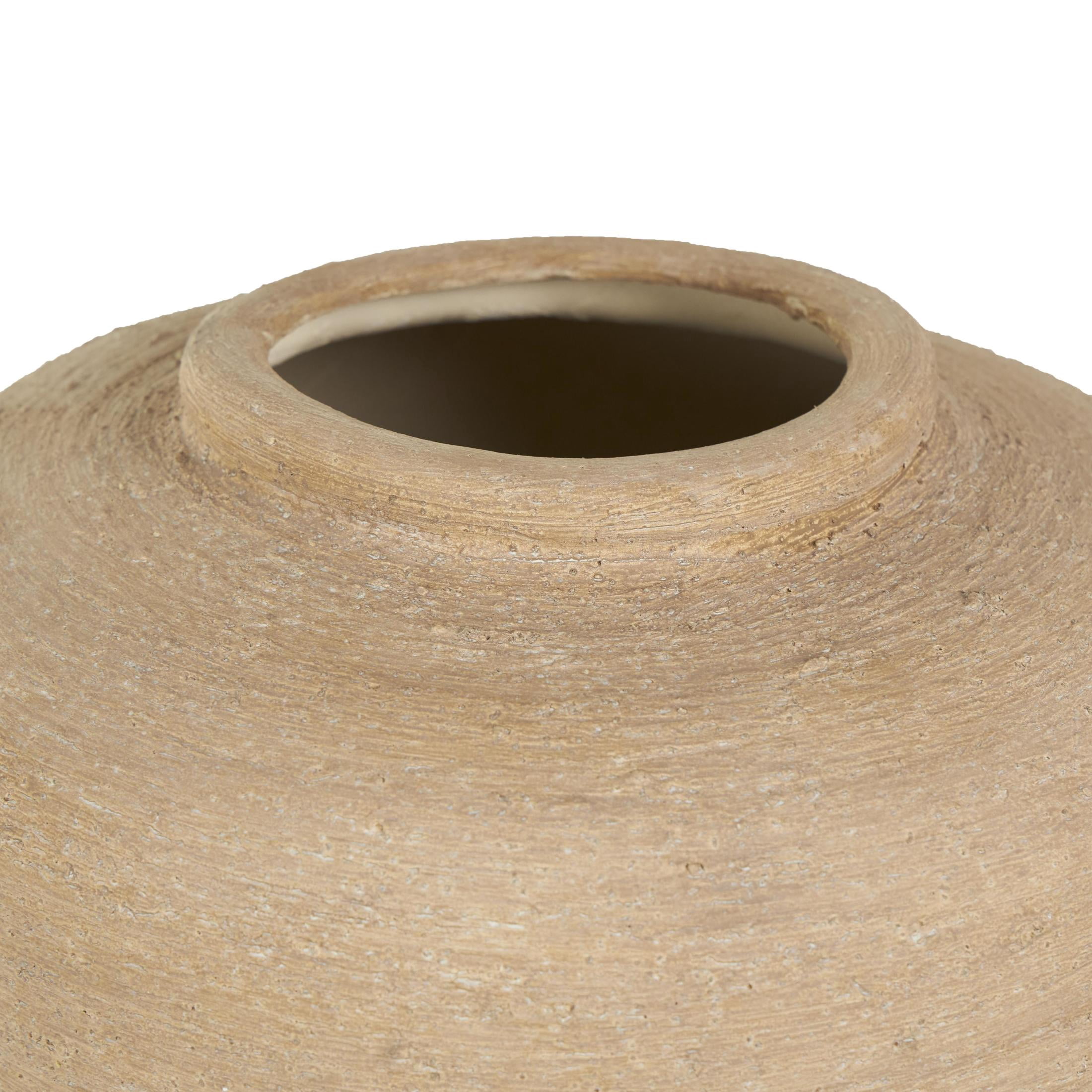 DecMode 16" Wide Textured Terracotta Beige Ceramic Vase