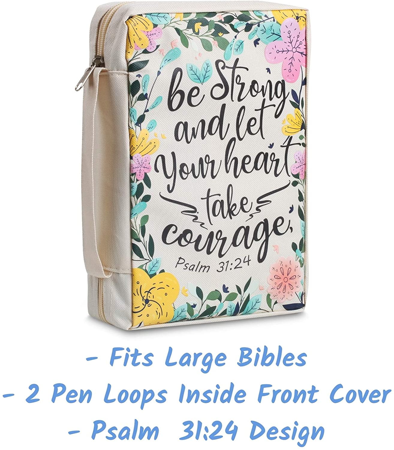 Bible Case Floral Bible Cover 7 X 10 Canvas Bag for Bible Book 
