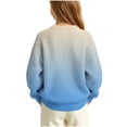 thumbnail image 5 of Gradient Knit Sweater for Girls Boys Crew Neck Long Sleeve Fall Winter Casual Pullover,5-16Years, 5 of 7