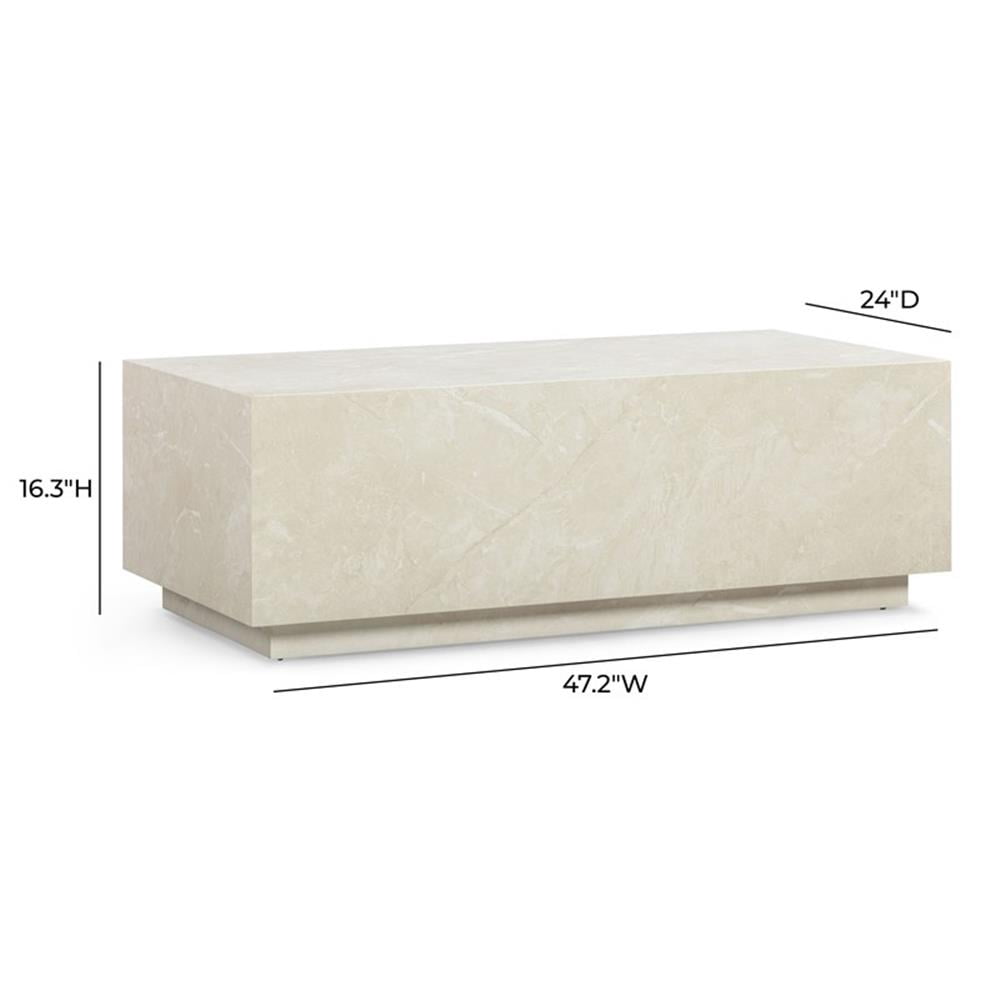 Pemberley Row Engineered Wood Cream Coffee Table Rectangular Smooth Surface 47.2"W x 24"D x 16.3"H Unassembled