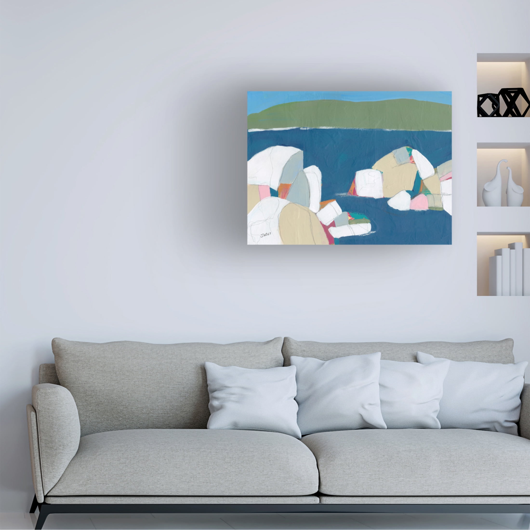 Canvas Wall Art - Jan Weiss 'Sand Harbor No. 1' Wall Art for Living Room, Bedroom, or Office Décor by Trademark Fine Art - 32 x 24 Inches