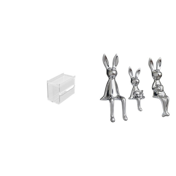 Dispensador de papel higiénico y portarrollos de papel higiénico con forma de familia de conejitos, de acrílico moderno, con figura escultórica para d