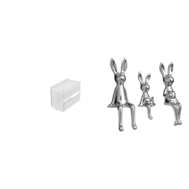 Dispensador de papel higiénico y portarrollos de papel higiénico con forma de familia de conejitos, de acrílico moderno, con figura escultórica para d