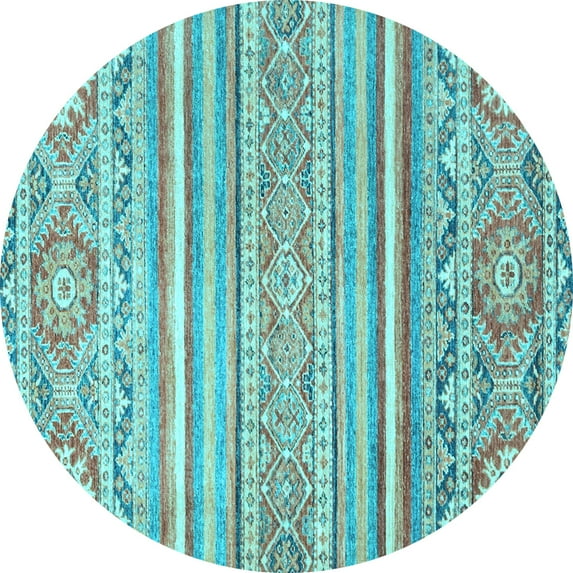 Ahgly Company Indoor Round Abstract Light Blue Modern Area Rugs, 5' Round