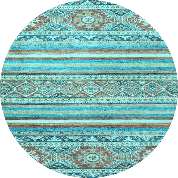 Ahgly Company Indoor Round Abstract Light Blue Modern Area Rugs, 6' Round