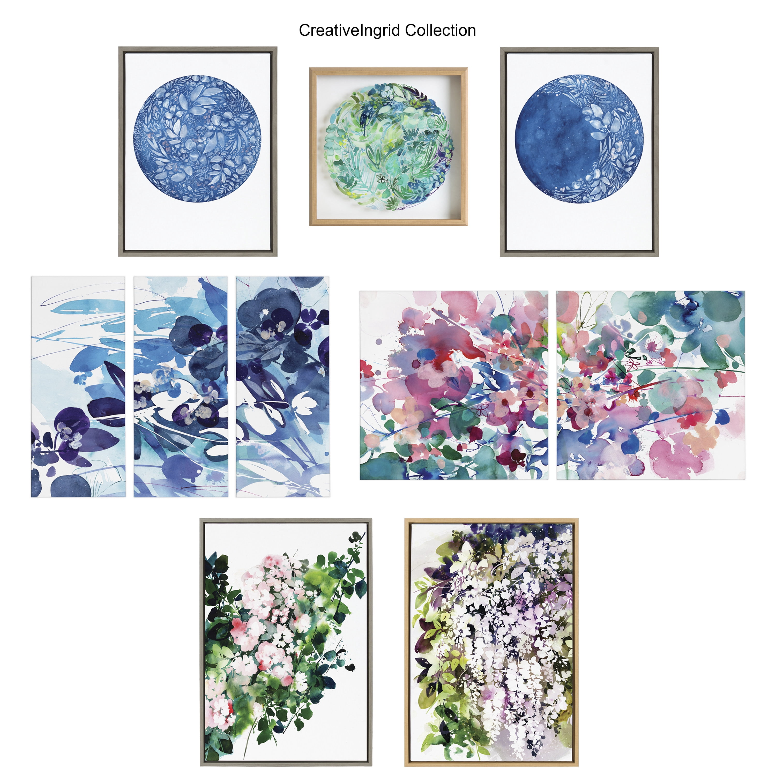 Kate and Laurel Waxing Flower Moon Floating Acrylic Art by Ingrid Sanchez of CreativeIngrid, 23x23, Decorative Moon Art for Wall