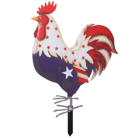 UPOUART Iron Rooster Garden Stake Decorative Lawn Ornament Realistic Multicolor Outdoor Accessory