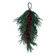 thumbnail image 2 of 24" Christmas Wreaths for Front Door Christmas Teardrop Swag Winter Wreath with Red Berry Pine Needles for Indoor Outdoor Farmhouse Home Wall Window Festival Wedding Decor, 2 of 8