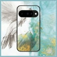 thumbnail image 4 of ELEHOLD For Google Pixel 10 Shockproof Case,Rugged Tempered Glass Back Marble Pattern Reinforced Rubber Bumper Protective Cover With Lens Cover Protection,Black, 4 of 12