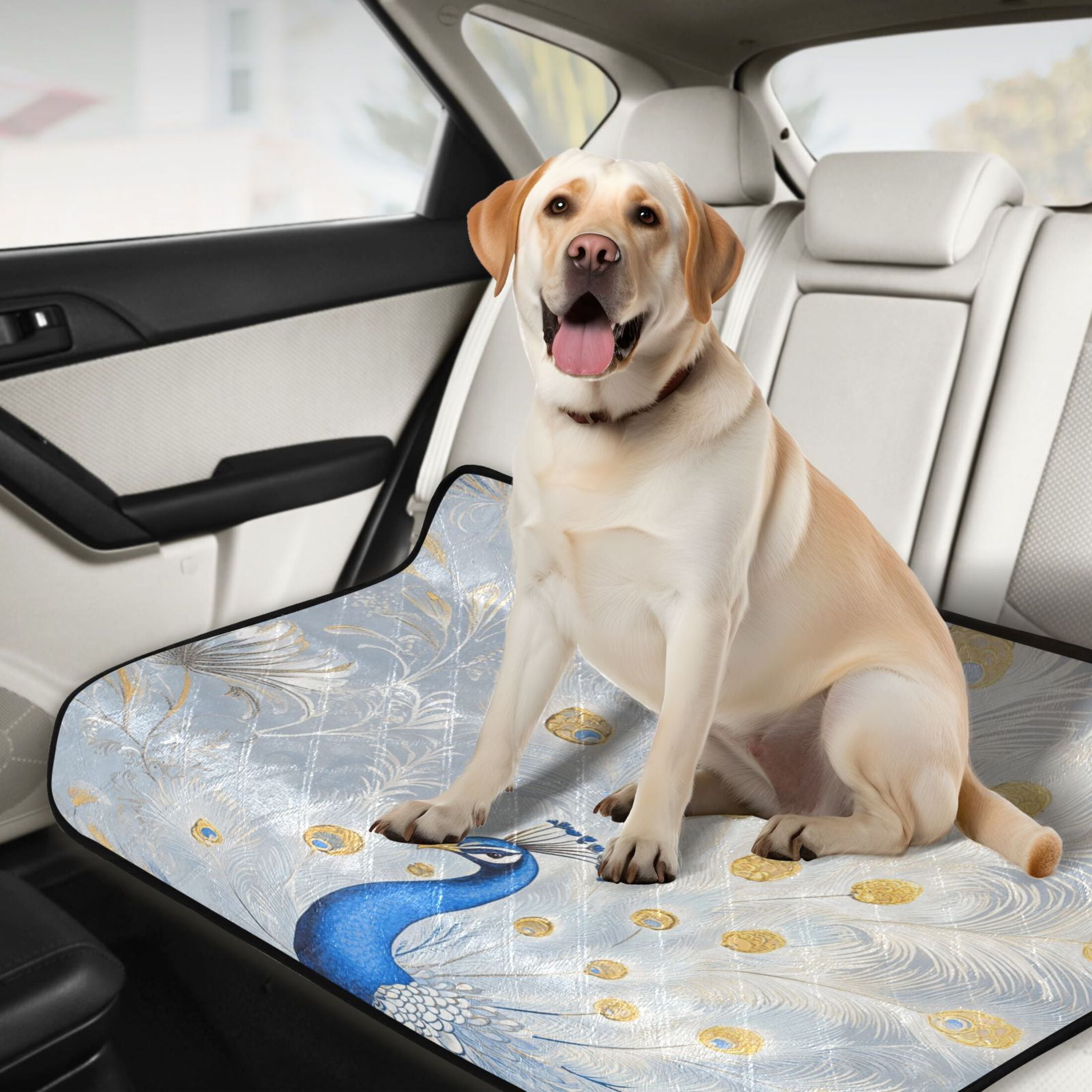 Qxltty Blue Peacock Cat litter Pads Pet Set of 2 Diaper Mats Center Anti-leakage Layer Absorbent Soft and Comfortable