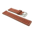 thumbnail image 2 of Bandini 22mm Mens Genuine Leather Watch Band Strap - Tan With White Stitch - Alligator Pattern - Square Edged, 2 of 5